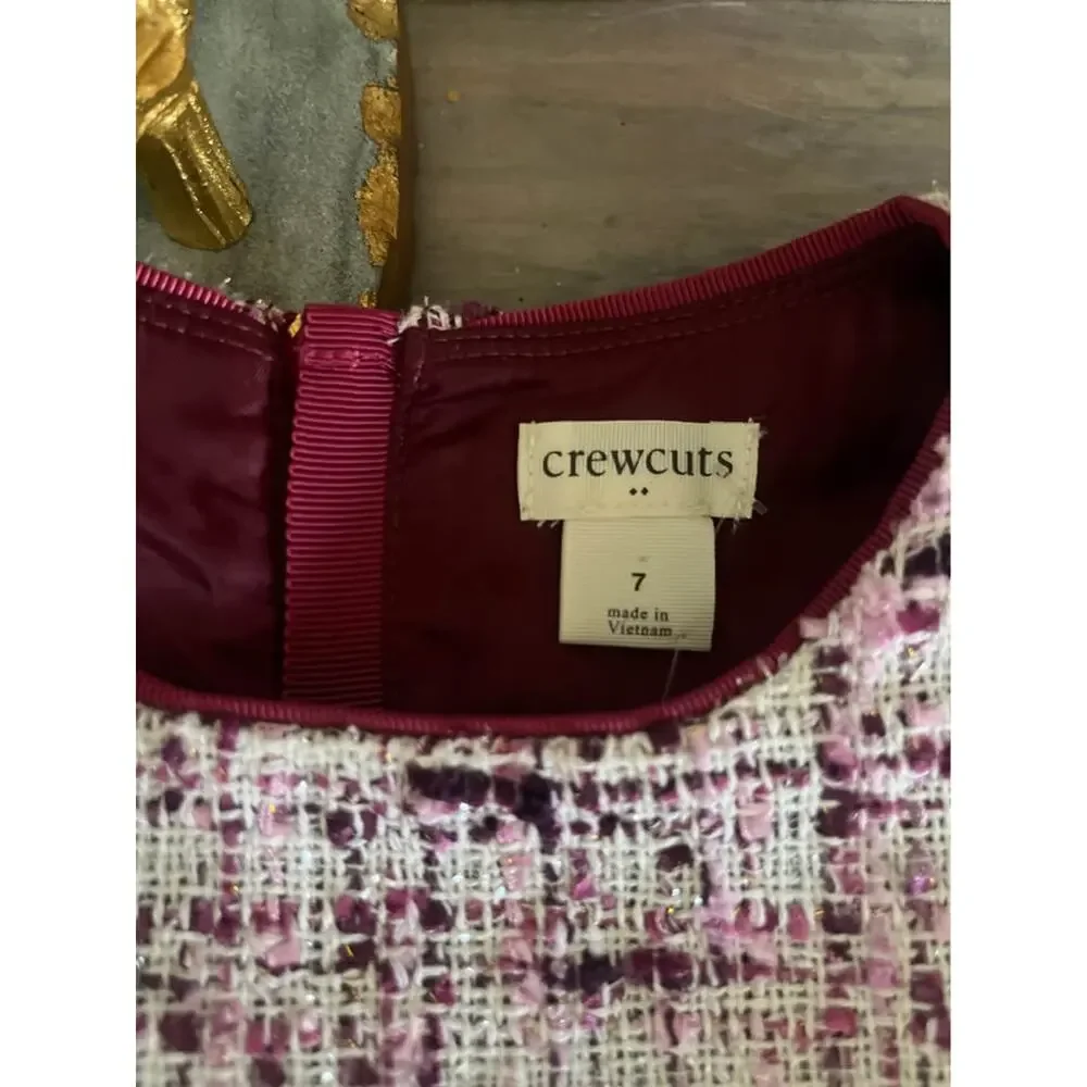 Crewcuts Girls Size 7 Tweed Dress J.Crew Pink Purple White Metallic Holiday